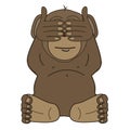 One of three wise monkeys. See no evil, hear no evil and speak no evil. A monkey covering his eyes with both hands.ÃÂ  Royalty Free Stock Photo